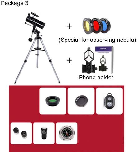 Refractor Telescope Portable Travel Telescope 700mm Focal Length Refractor Telescopes Astronomy for Adults Beginners and Kids (Color : Package 1) (Package 3) in Kuwait