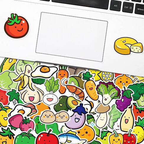 Playful Aesthetic Fruit & Vegetable Vinyl Sticker Pack - 50 PCS in Kuwait