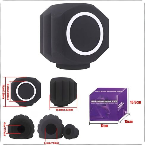 Studio Soundproof Panel Windscreen Portable Screen Suitable for Podcast Vocal, Black, F13 Soundproof Windproof Cotton Horizontal Black Mesh in Kuwait