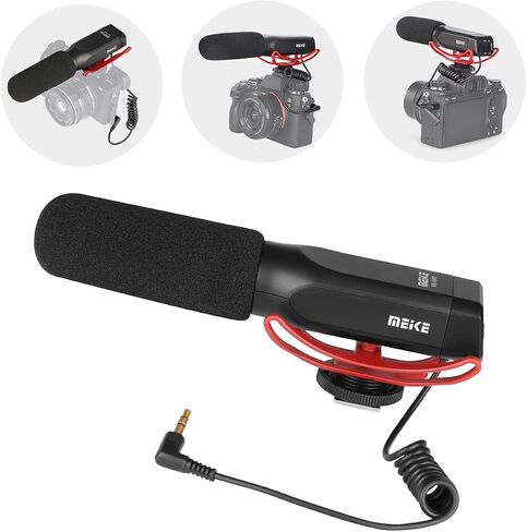 Meike MK-MP2 Camera Shotgun Microphone Uni-Directional Cardioid Condenser Photography Interview Video Mic Compatible with Sony Digital Camera Camcorder with Standard 3.5mm Port in Kuwait