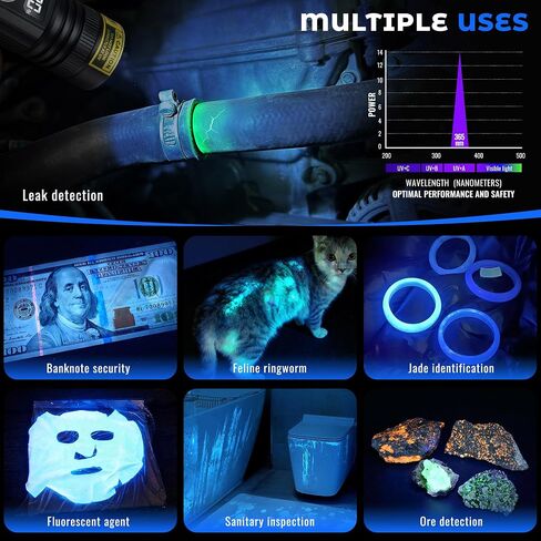 DARKBEAM 365nm UV Flashlight Rechargeable Black Light with LCD Display Clip in Kuwait
