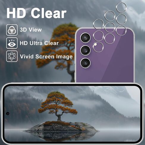 3+3 Pack Screen Protector for Samsung Galaxy S23 FE, 9H Tempered Glass with Camera Lens Protector, Fingerprint Fit, Case Friendly, Clear in Kuwait