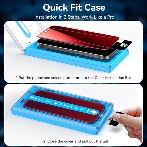 Mothca 2 Pack Color Privacy Screen Protector for iPhone 16 Plus/iPhone 15 Plus 6.7-inch [Auto Fit Box Dust-Free] Anti Spy Anti-Fingerprint Full Coverage Protection Tempered Glass in Kuwait
