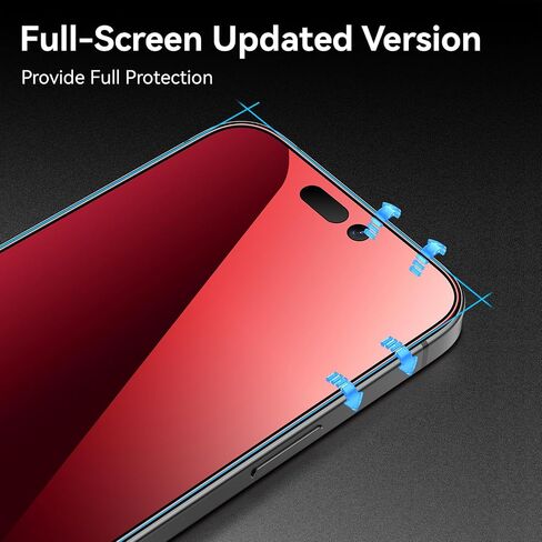 Mothca 2 Pack Color Privacy Screen Protector for iPhone 16 Plus/iPhone 15 Plus 6.7-inch [Auto Fit Box Dust-Free] Anti Spy Anti-Fingerprint Full Coverage Protection Tempered Glass in Kuwait