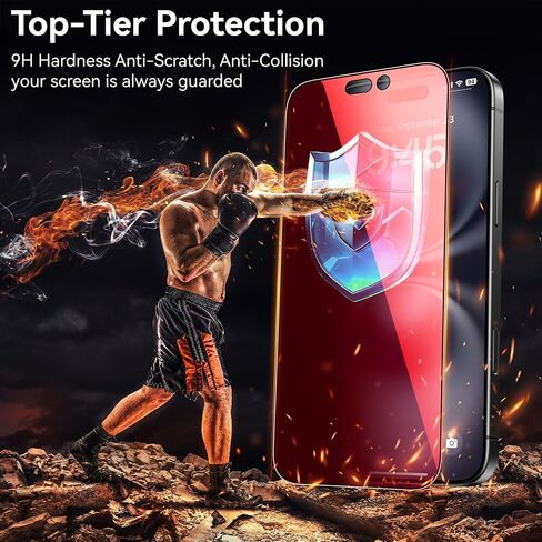 Mothca 2 Pack Color Privacy Screen Protector for iPhone 16 Plus/iPhone 15 Plus 6.7-inch [Auto Fit Box Dust-Free] Anti Spy Anti-Fingerprint Full Coverage Protection Tempered Glass in Kuwait
