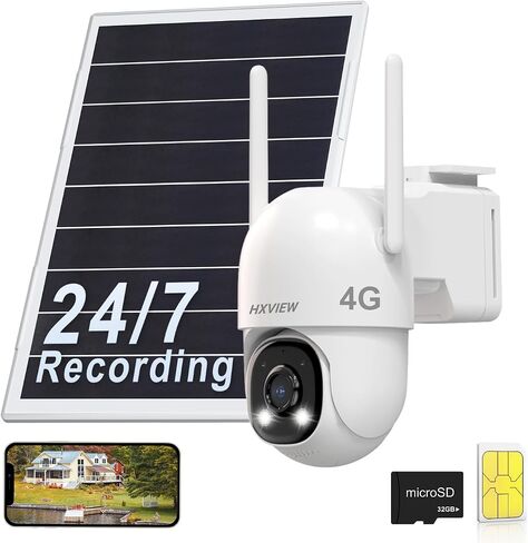 4G LTE Cellular Solar Security Camera Outdoor Wireless, No WiFi in Kuwait