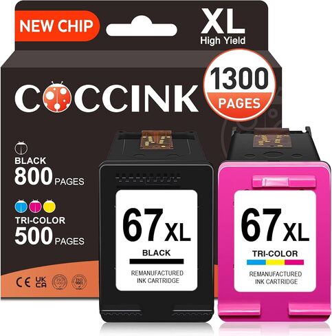 COCCINK 67XL Ink Cartridge for HP Ink 67 Deskjet 2800e 4200e 2700e 4100e in Kuwait