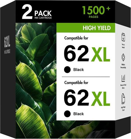 62XL 62 Envy 7640 5660 7645 7640 Black Ink Cartridge for HP Printers in Kuwait