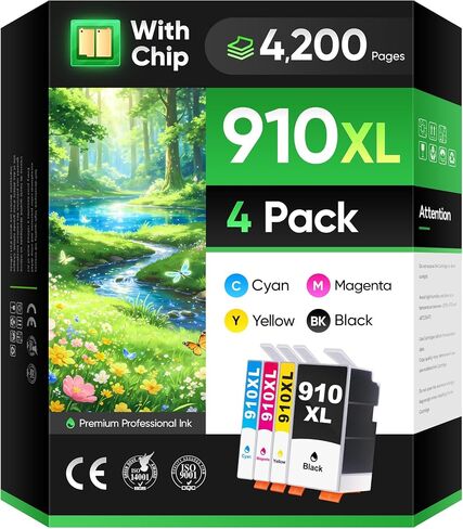 910XL Ink Cartridges Combo 4-Pack High Yield Replacement for HP 910 910XL Ink Compatible with HP OfficeJet 8010 8020 Pro 8030 8015 8025 8028 8035 8018 8022 e Printers Color Black Cyan Magenta Yellow in Kuwait