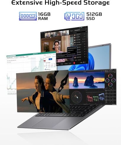Laptop 16GB RAM 512GB SSD, Portable Lightweight Laptops with Pentium Gold 6500Y, 14 Inch FHD IPS Screen, USB 3.2, USB-C, HDMI, TF Card Slot, PC Laptop Computer Good for Business and Student in Kuwait