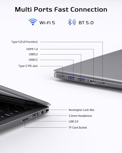 Laptop 16GB RAM 512GB SSD, Portable Lightweight Laptops with Pentium Gold 6500Y, 14 Inch FHD IPS Screen, USB 3.2, USB-C, HDMI, TF Card Slot, PC Laptop Computer Good for Business and Student in Kuwait