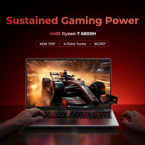 2026 15.6" FHD Gaming Laptop, AMD Ryzen 7 6800H(up to 4.7GHz), 24GB RAM, 1TB NVMe SSD, Windows 11 Pro Laptop Computer with Backlit Keyboard, 6 Ports for Gaming, Programming, Video Editing in Kuwait