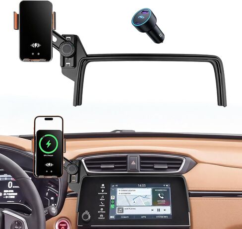 Car Phone Holder for 2023-2026 Honda CR-V & HR-V Accessories, 7/9-Inch Screen Phone Mount with Up to 15W Fast Wireless Charging, Auto-Clamping, 360° Rotation,Premium Aluminum Holder in Kuwait