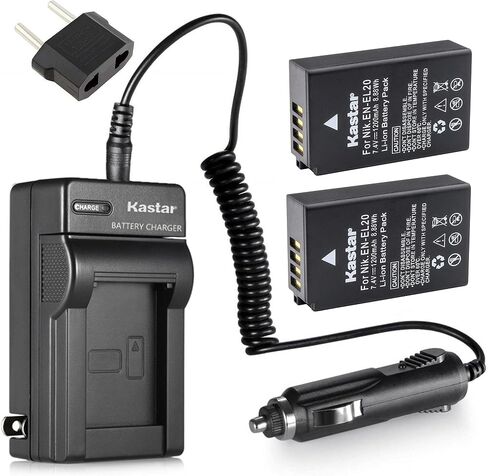 Kastar Battery (2-Pack) and Charger Kit for Nik EN-EL20 EN-EL20a, Coolpix P950, Coolpix P1000, Coolpix A, 1 AW1, 1 J1, 1 J2, 1 J3, 1 S1, 1 V3, DL24-500, Blackmagic Pocket Cinema Camera in Kuwait