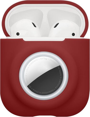 kwmobile Cover for Apple Airpods 1 & 2 Case - Silicone Cover for Earbuds Charging Case with Carabiner Clip - Compatible with Airtag - Light Blue in Kuwait