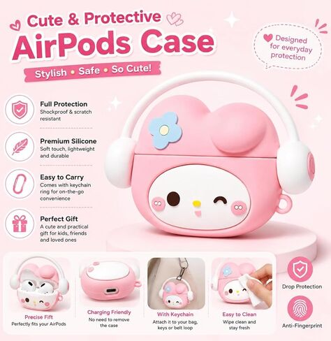 Cute Cartoon AirPods 4 Case for Kawaii Lovers, Soft Silicone Shockproof Protective Cover Compatible with AirPods 4th Generation for Women and Man. in Kuwait