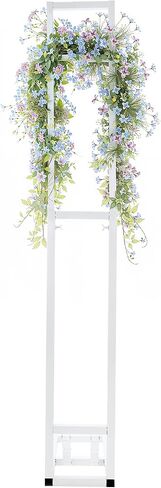 White Wedding Backdrop Stand – 6.56FT Adjustable Height Metal Arch Stand with Foldable Base, Heavy-Duty Square Frame for Party Decor, Proposal, Birthday, Bridal Shower, Installation-Free, 11 lbs in Kuwait