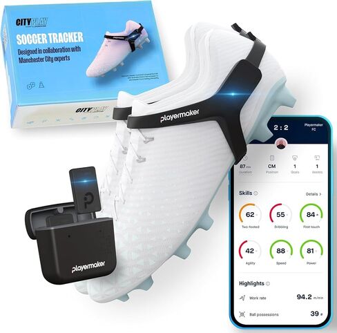 CityPlay Smart Scercer Tracker for Cleats by Playermaker ، تتبع 25+ مقاييس تقنية وجسدية ، وصول 12 شهرًا إلى تطبيق تدريب كرة القدم CityPlay ، المتقدم من GPS in Kuwait