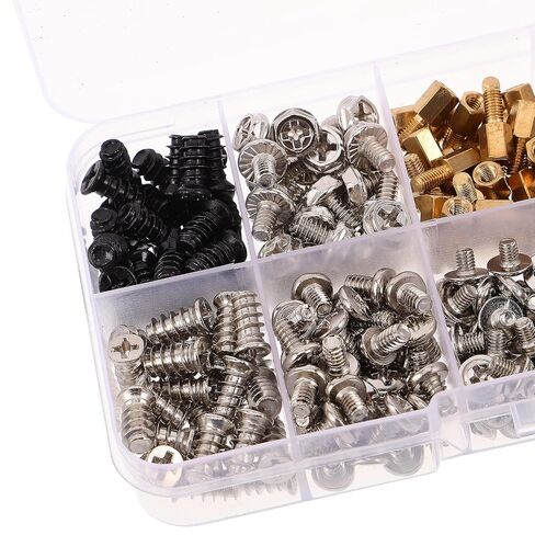 Veemoon 360pcs Computer Screws Assortment Kit for PC Motherboard and Cooling Fans with Plain Carbon Steel Material and Stable Fan Installation, for Power Supplies and Effortless Upgrades in Kuwait