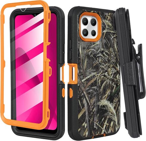 Compatible for T-Mobile Revvl 7 Pro 5G, Shockproof Heavy Duty Rugged Case Cover Phone Case with Belt Clip Holster, Built in Screen Protector (Black) in Kuwait
