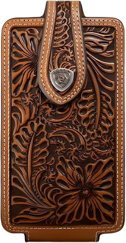 ARIAT Floral Embossed Leather Cell Phone Case, Belt Clip, Natural, Large in Kuwait