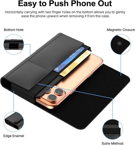 for Consumer Cellular Iris Connect 2 SN512CC / Speakeasy Smart Leather Feel Belt Clip Credit Card Black Pouch Case Phone Cover + Extreme Band in Kuwait