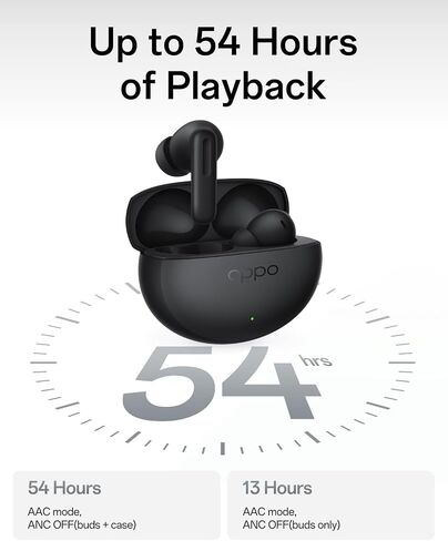 OPPO Enco Air5 Pro True Wireless Earbuds, Bluetooth 6.0 in-Ear Headphones Stereo, 55dB Active Noise Cancellation, Triple-Mic AI Clear Call, Hi-Res Audio, 54H Playtime, Deep Bass, IP55, Matte Black in Kuwait