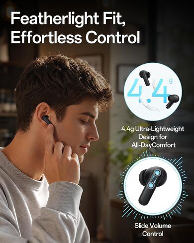 OPPO Enco Air5 Pro True Wireless Earbuds, Bluetooth 6.0 in-Ear Headphones Stereo, 55dB Active Noise Cancellation, Triple-Mic AI Clear Call, Hi-Res Audio, 54H Playtime, Deep Bass, IP55, Matte Black in Kuwait
