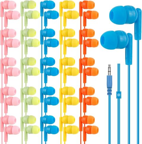 50 Pack Bulk Earbuds for Kids School Classroom Students Wired 3.5mm in Kuwait