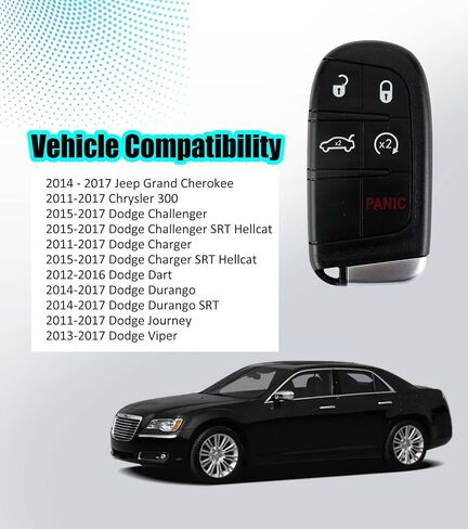 Smart Car Key Fob DIY Kit Replacement for Chrysler 300 Dodge Charger 2011-2018 Challenger 2018 Dart 2013-2016 Dodge Journey 2011-2019 46 Chip M3N-40821302 in Kuwait