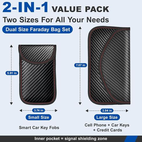 Faraday Bag 2-Pack, Signal Blocker for Car Keys & Phone, Anti-Theft in Kuwait
