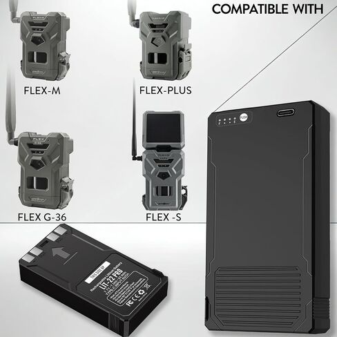 2 Pack LIT-22 Battery Pack 7000mAh Rechargeable Replacement Battery for SPYPOINT Trail Camera - Compatible with Flex-M/G-36 /Plus/S Cellular Trail Cameras with USB C Cable in Kuwait