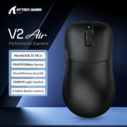 MAMBASNAKE x Attack Shark V2 AIR 8K Wireless Gaming Mouse,52g,60K DPI-Black in Kuwait