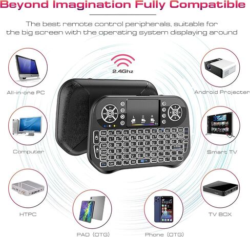 Mini Wireless Keyboard with Touchpad Mouse Combo, 7 Colors RGB Backlit, Portable 2.4 Ghz Mini Keyboard with Rechargable Li-ion Battery for Android Box, Smart TV, Pad, PC, HTPC, Tablet and Windows OS in Saudi Arabia