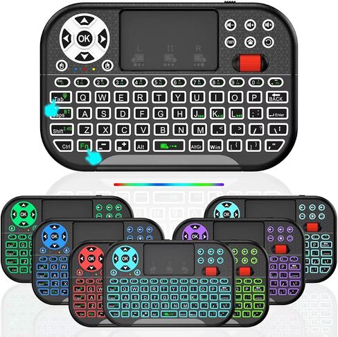 Mini Wireless Keyboard with Touchpad Mouse Combo, 7 Colors RGB Backlit, Portable 2.4 Ghz Mini Keyboard with Rechargable Li-ion Battery for Android Box, Smart TV, Pad, PC, HTPC, Tablet and Windows OS in Saudi Arabia