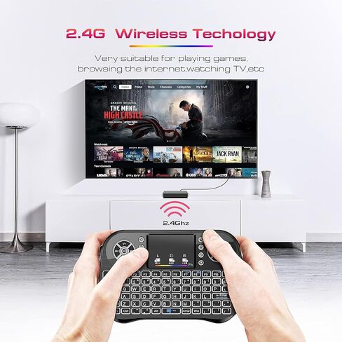 Mini Wireless Keyboard with Touchpad Mouse Combo, 7 Colors RGB Backlit, Portable 2.4 Ghz Mini Keyboard with Rechargable Li-ion Battery for Android Box, Smart TV, Pad, PC, HTPC, Tablet and Windows OS in Saudi Arabia