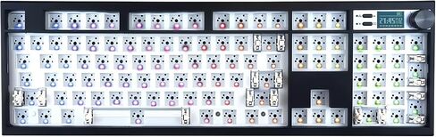 GMK104 Barebones Keyboard Kit with Screen&Knob,QMK/VIA Programmable BT5.0/2.4GHz/Type-C Tri-Mode Gasket Mounted Hot Swap RGB Backlit Full Size Custom PCB Kit DIY Mechanical Keyboard for Win/Mac(Black) in Kuwait