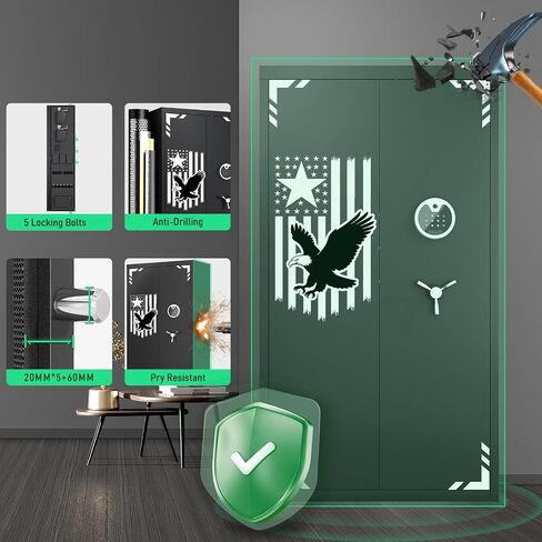 30-40 Large Rifle Safe, Unassembled Gun Safe for Rifles and Pistols with Door Organizer & Adjustable Shelves, Biometric Gun Cabinet with Touch Keypad & Magnetic Lamp for Home in Kuwait