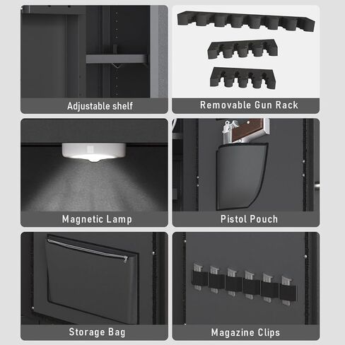 30-40 Large Rifle Safe, Unassembled Gun Safe for Rifles and Pistols with Door Organizer & Adjustable Shelves, Biometric Gun Cabinet with Touch Keypad & Magnetic Lamp for Home in Kuwait