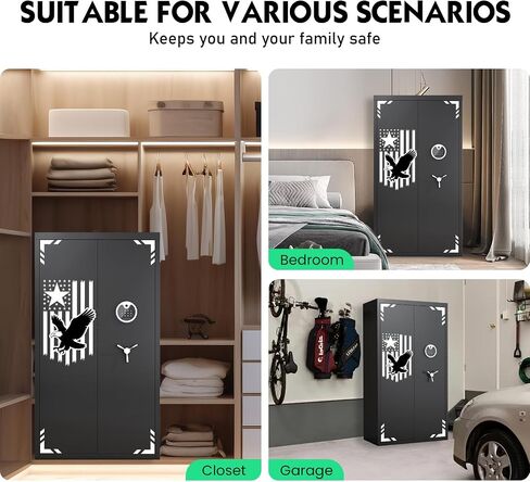 30-40 Large Rifle Safe, Unassembled Gun Safe for Rifles and Pistols with Door Organizer & Adjustable Shelves, Biometric Gun Cabinet with Touch Keypad & Magnetic Lamp for Home in Kuwait