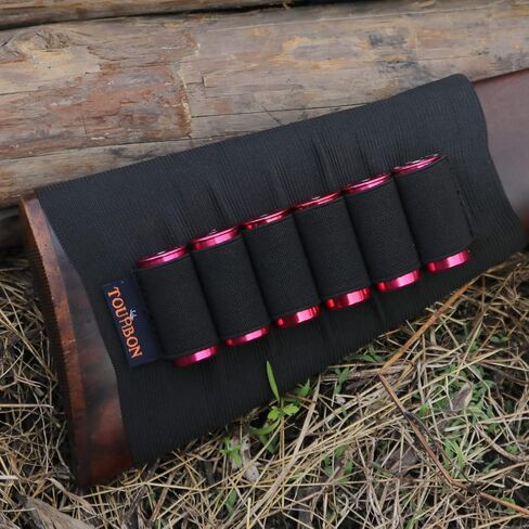 TOURBON Hunting Shooting Buttstock Shotgun Shell Holder 12 Gauge Ammo Carrier - Black in Kuwait