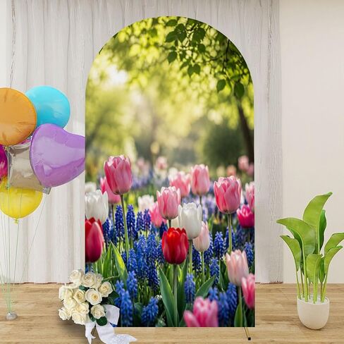 6.6FT Arch Backdrop Cover Seamless Color line Hand Drawn School Theme White Wedding Arch Cover Spandex Fitted Stretchy Backdrop Stand Covers for Birthday Party Wedding Decoration in Kuwait