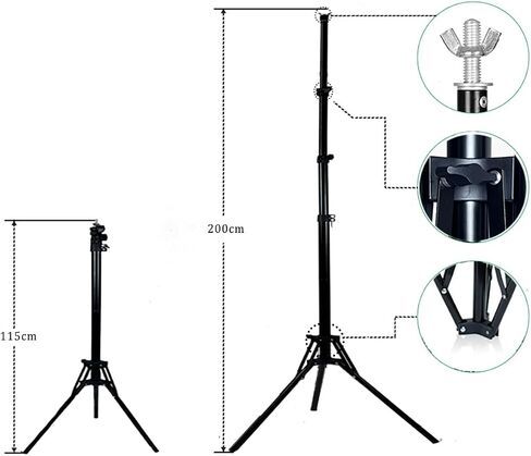 10x6.5ft Adjustable Photo Backdrops Stand Kit Portable Portrait & Studio Black Screen Stand Support with 4 Clamps,1x Black Backdrop Carrying Bag Disassembly Photography Accessories Banner Stand in Kuwait