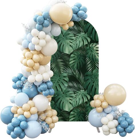 Wedding Arch Cover 6 FT, Green Tropical Plants Stretch Chiara Backdrop Cover for Round Top Arch Stand, Summer Botanical Palm Leaves Reusable Party Decoration for Wedding Baby Shower Birthday in Kuwait
