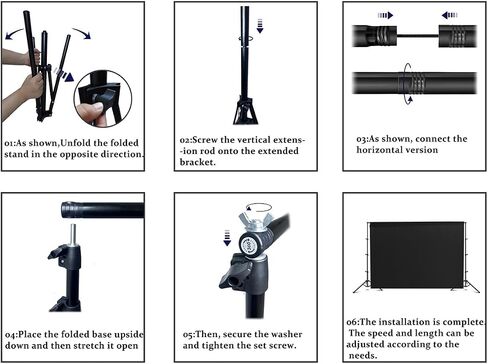 10x6.5ft Adjustable Photo Backdrops Stand Kit Portable Portrait & Studio Black Screen Stand Support with 4 Clamps,1x Black Backdrop Carrying Bag Disassembly Photography Accessories Banner Stand in Kuwait