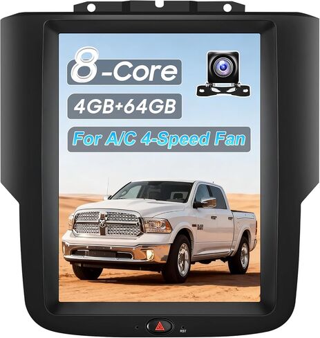 10.4" Car Radio Upgrade Dash Kit for Dodge Ram 2013-2018 1500 2500 3500,Android 13 8Core 4+64GB Wireless CarPlay Android Auto WiFi/Bluetooth5.0/GPS/DSP/SWC/1080P Rear Camera【for A/C 7-Speed Fan】 in Kuwait