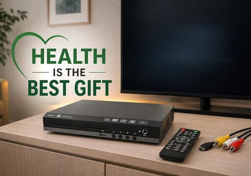 DVD Player for TV with HDMI Port 1080P, Region Free DVD Player with USB Input, Remote Control, HDMI & RCA Cables Included, Includes Bonus Chair Exercise DVD & Resistance Band in Kuwait