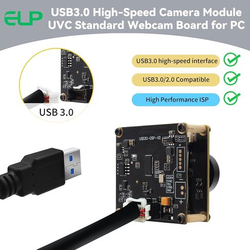 ELP 5mp 60fps Global Shutter USB3.0 Camera Module Wide Angle 120degree Webcam Board for Computer Mini UVC USB3.0/2.0 PC Camera High Speed Lightburn Cameras for Laser OG05B10 Webcamera for Laptop in Kuwait
