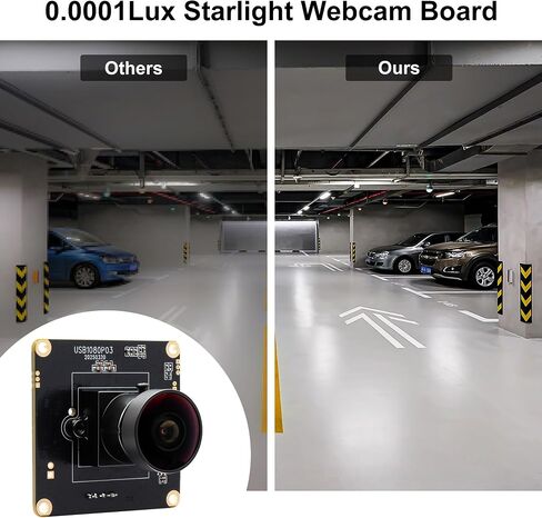 SVPRO 1080P USB Camera Module, 0.0001 Lux Starlight Webcam Board for Computer Laptop, M12 Lens, 1.95 mm Wide-Angle Fisheye Lens, H190°, UVC Lightburn Cam for 3D Printer in Kuwait