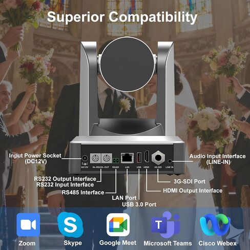 PTZ Camera 4K 20X Optical Zoom NDI 60fps HDMI USB3.0 SDI LAN POE AI Auto Tracking PTZ Camera New Gen for Church Worship Live Streaming Business Conference Events Education with YouTube Zoom in Kuwait